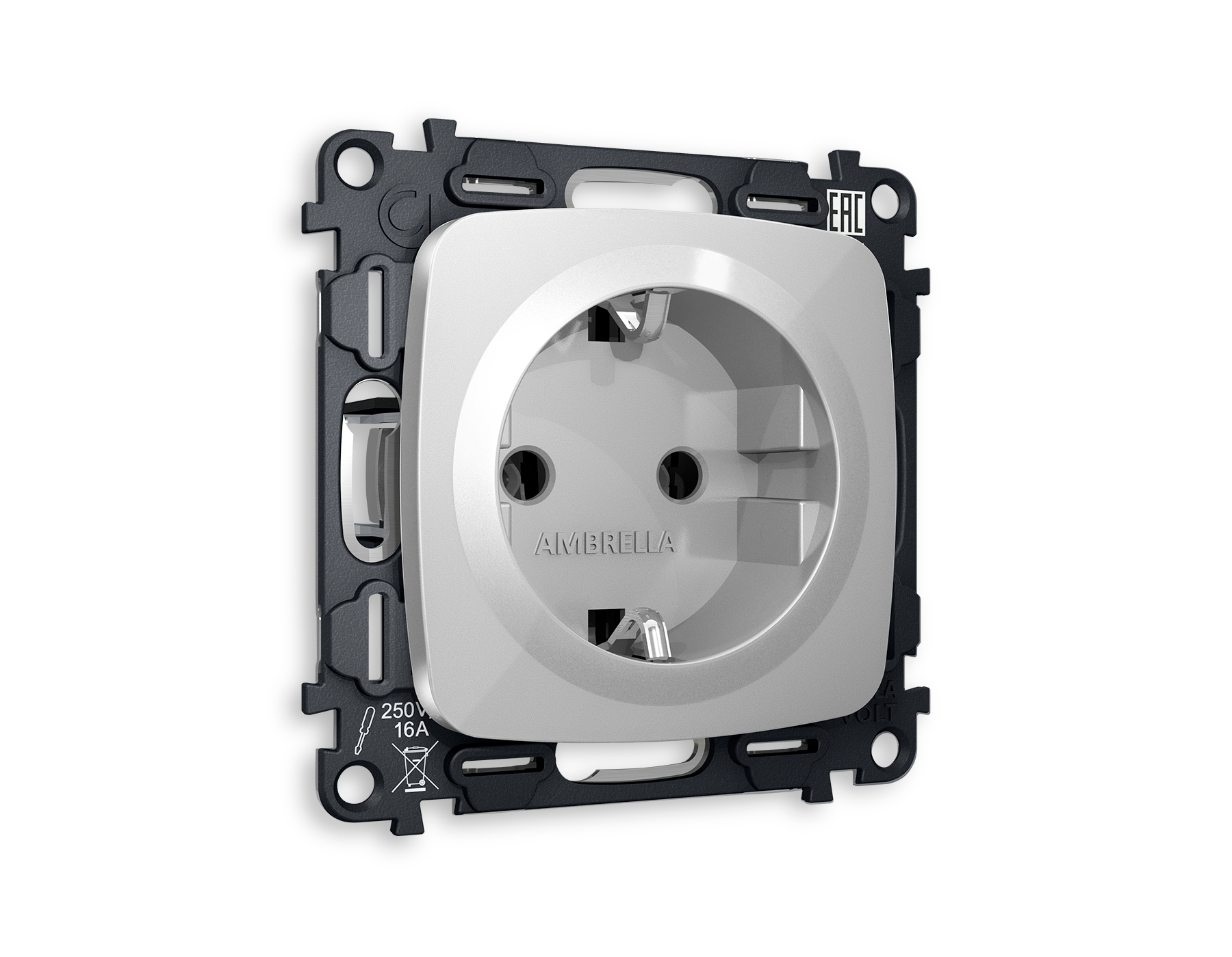 MO406010 Комплект механизма электр розетки OMEGA Серебро глянец с/з винт/заж QUANT(OP4060,VM141)