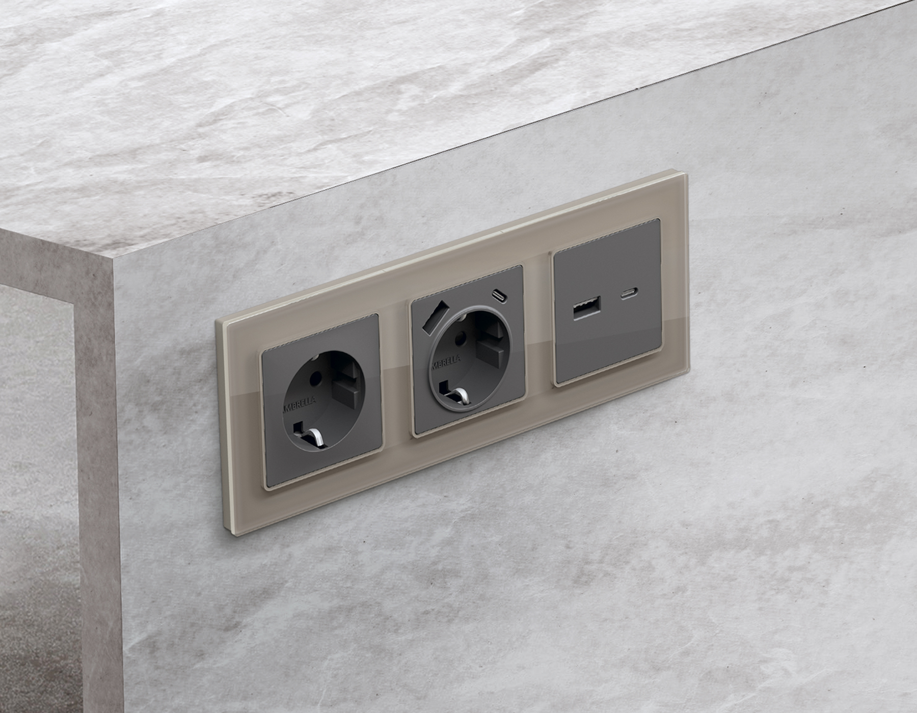 AP6570 Лицевая панель ALFA (Антрацит серый) для электрической розетки с/з со шторками QUANT