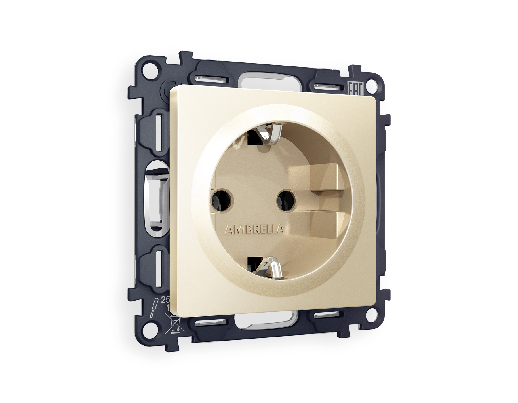 MA606010 Комплект механизма электр розетки ALFA Шампань с/з на винтовых зажимах QUANT (AP6060,VM141)