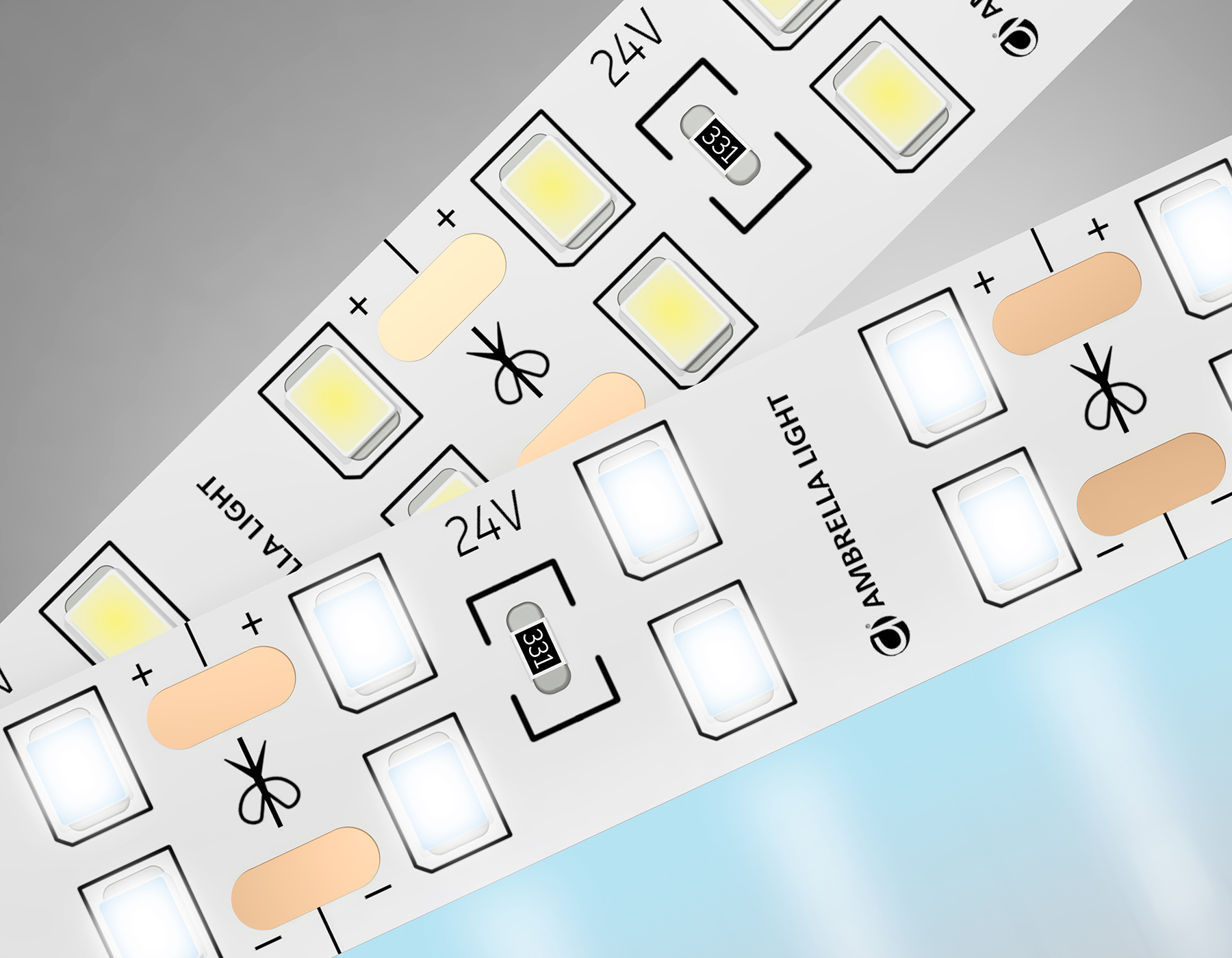 Светодиодная лента AMBRELLA GS3603 2835 204Led/ 20W m/ 24V IP20 6500K/ 5000*14*1.2mm (2 конт.)
