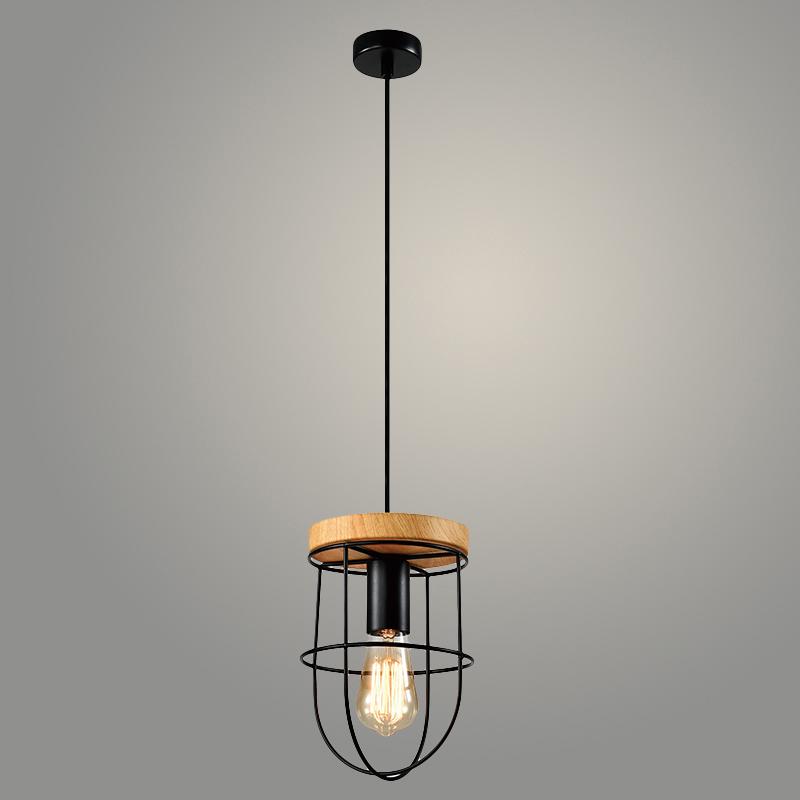 Подвес 23530/1HQ BK+WOOD черный/дерево 1х40W E27 h1000, 24