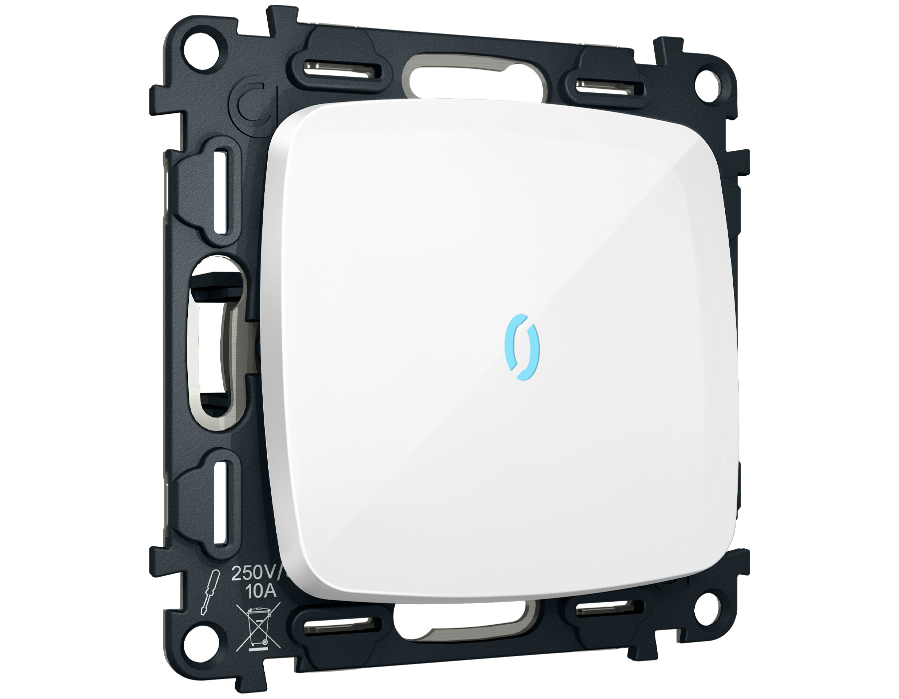 MO102020 Комплект механизма 1-кл выкл с подсв 10000K OMEGA Белый глянец QUANT(OP1020,VM101,G17B)