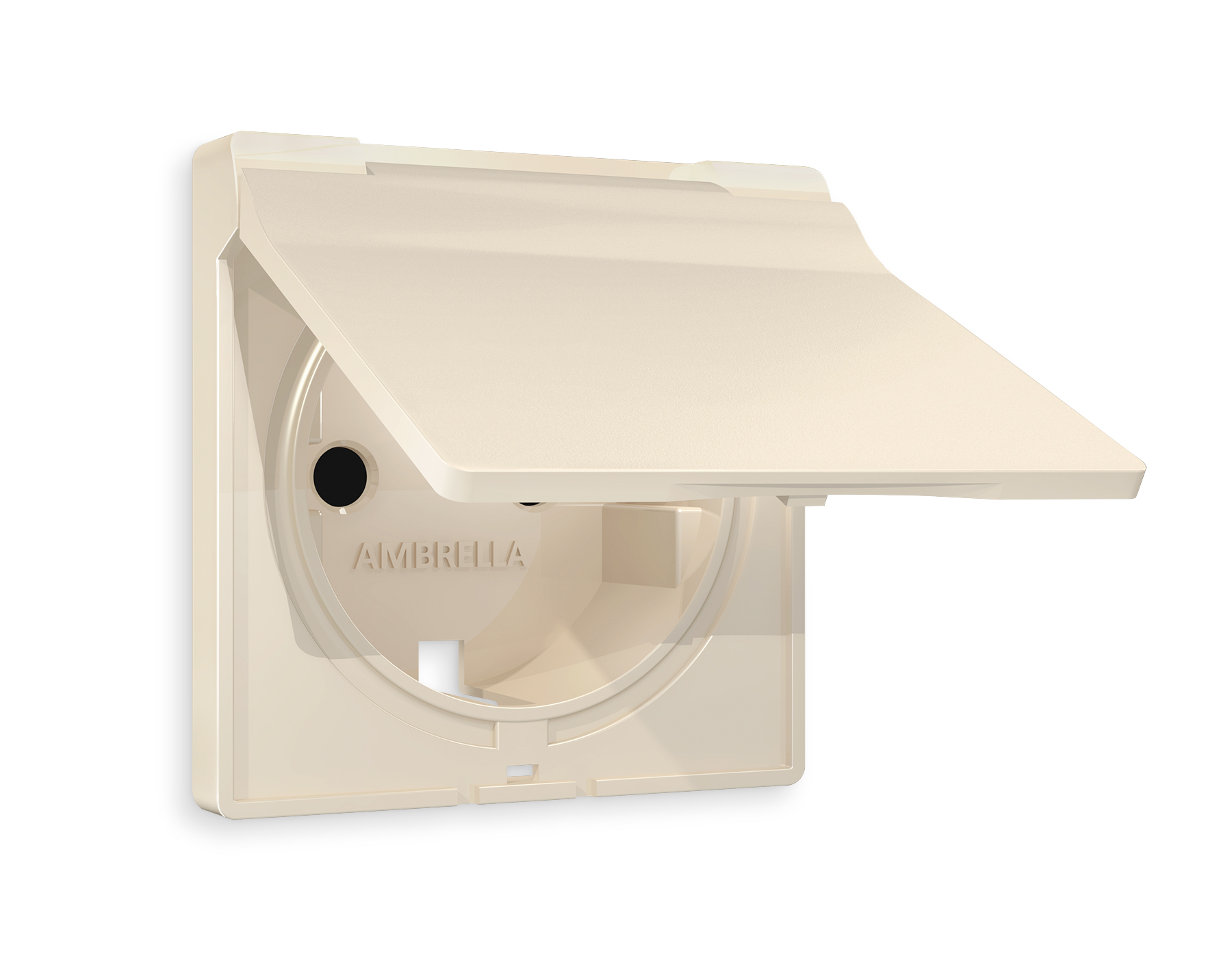 AP3280 Лицевая панель ALFA (Бежевый матовый) для электр розетки с/з со шторками и крышкой IP44 QUANT