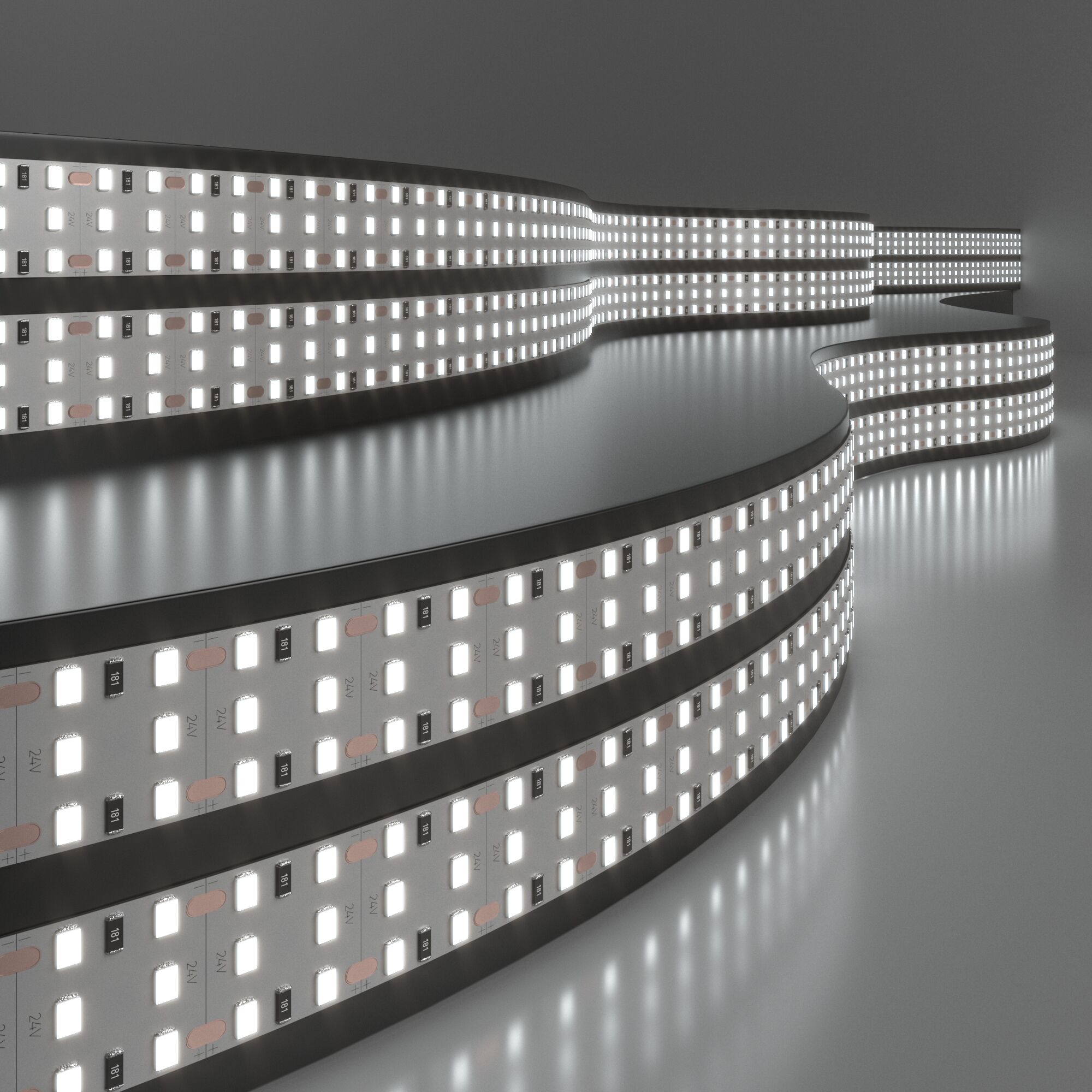 Лента светодиодная 360LED 26W IP20 трехрядная 6500К холодный белый 2835 24V 360Led 26W IP20 5м