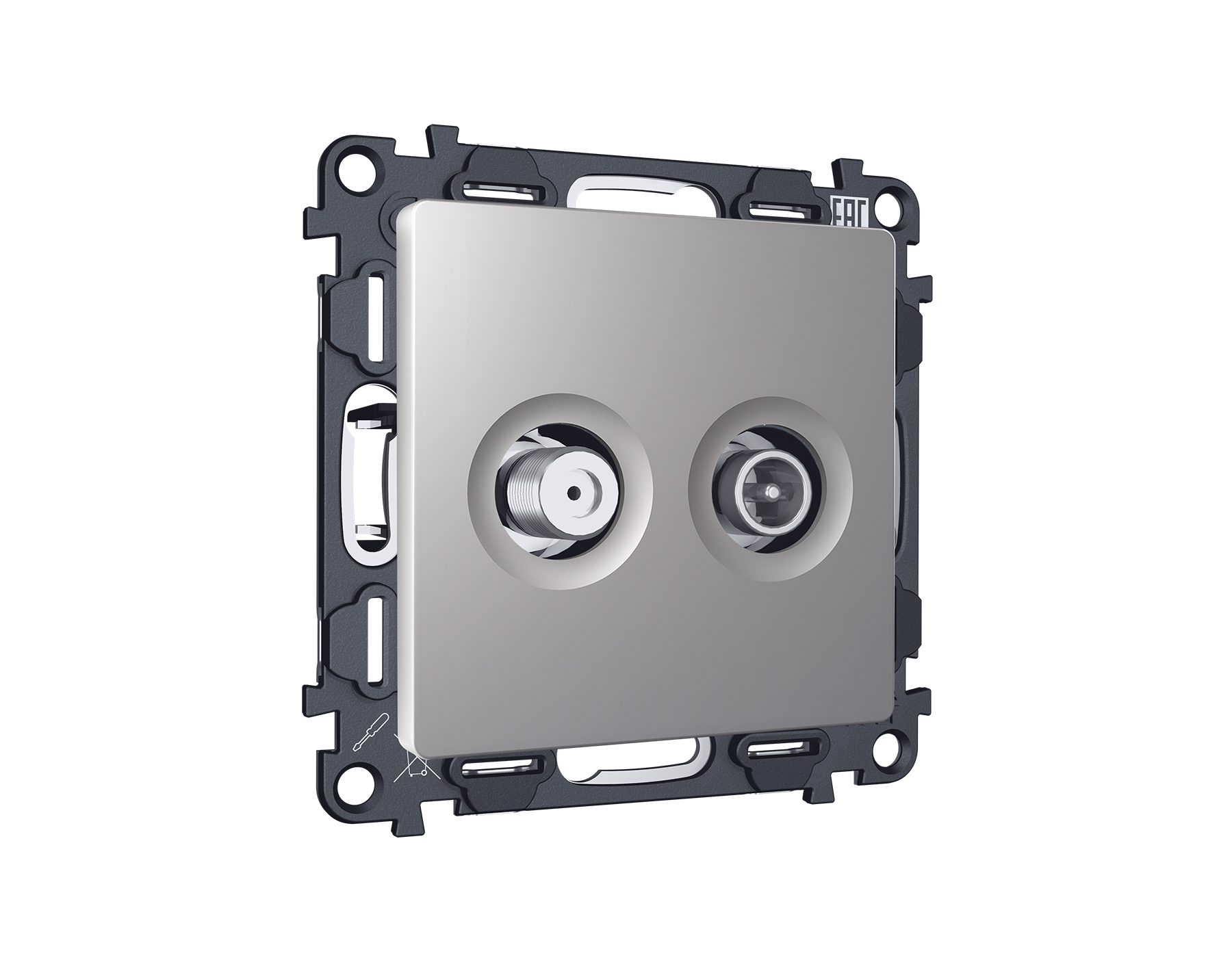 MA513310 Комплект механизма розетки TV оконечной + SAT 5-862MHz 3.5dB/950-2150MHz 3.5dB ALFA Сталь м