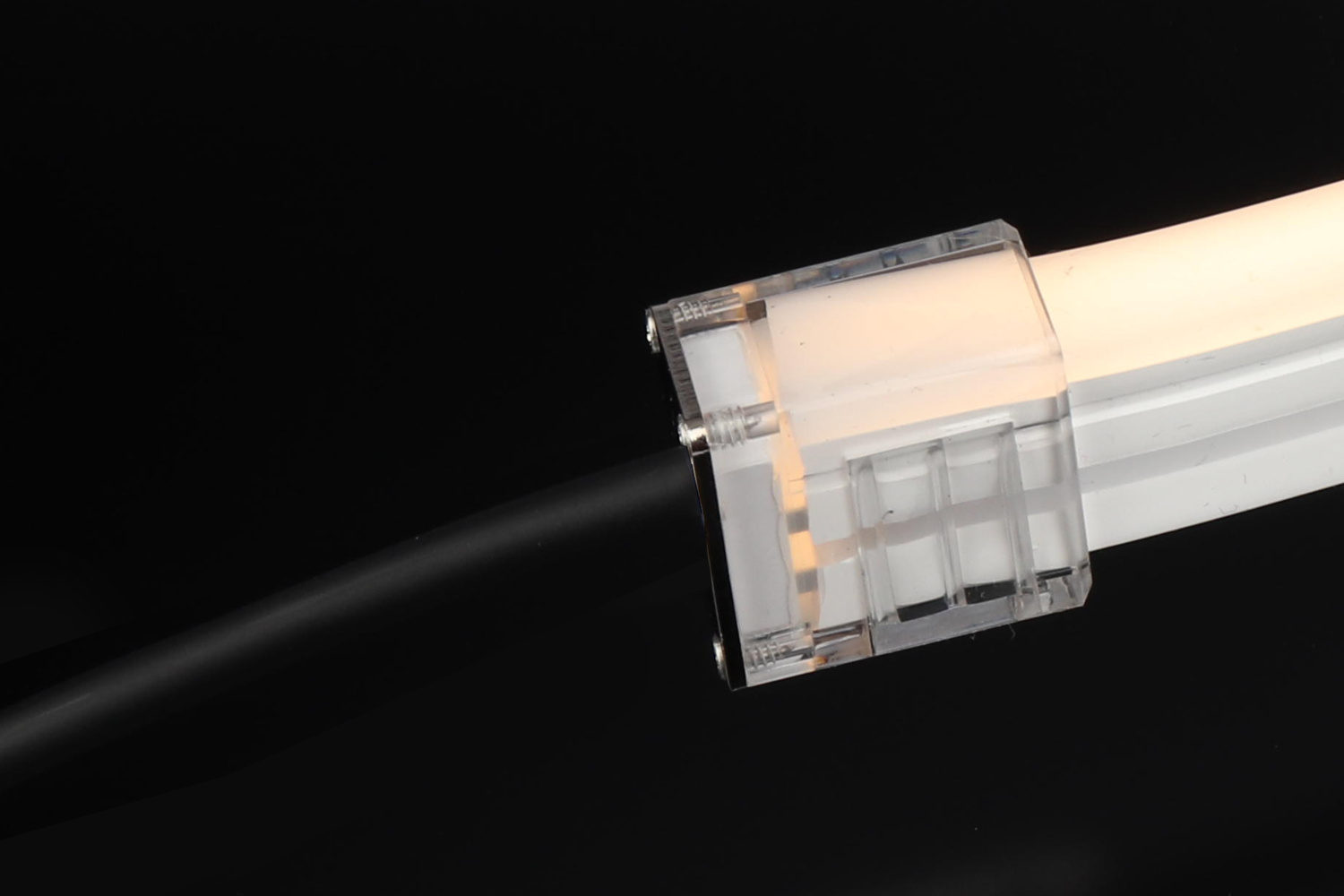 Пластиковая заглушка IP67 с черным проводом 30см, прозрачная, END-1220-CB-TR