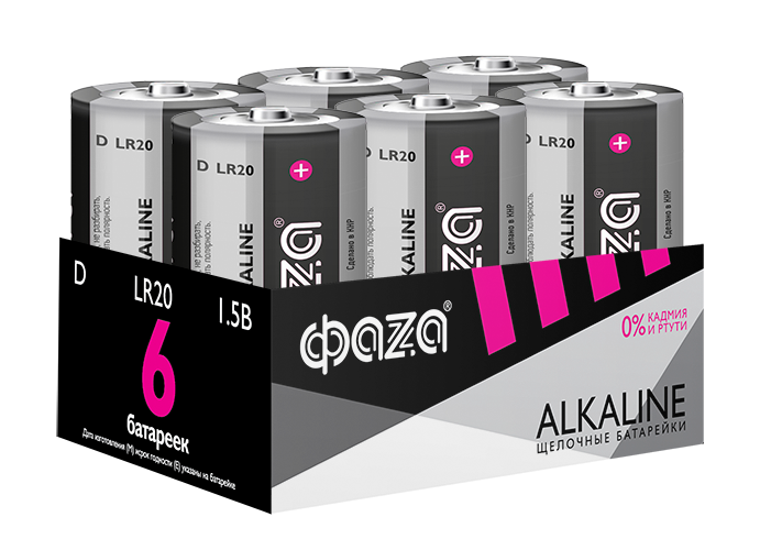 Батарейка ФАZA LR20A-P6 Alkaline Pack-6 (6/24)