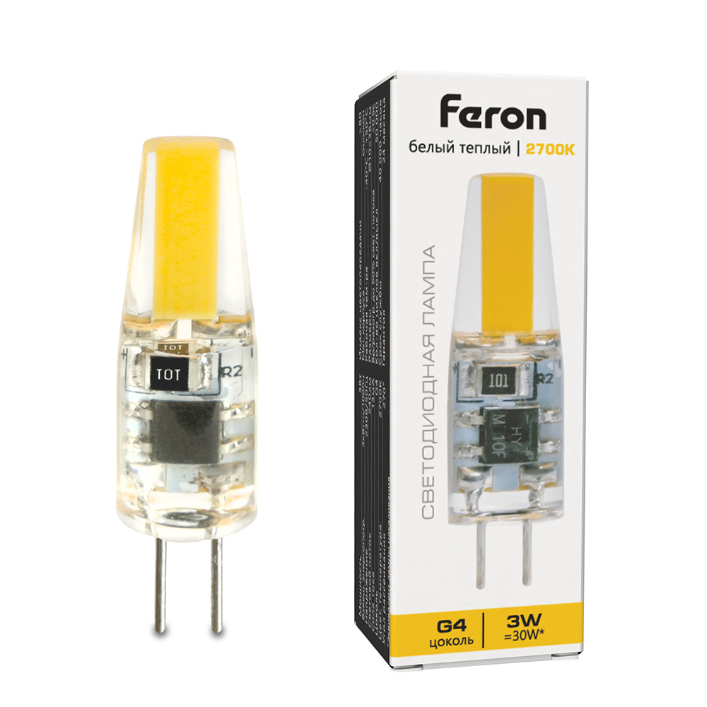 Лампа светодиодная FERON LB-423 (3W) 230V G4 2700K JC 