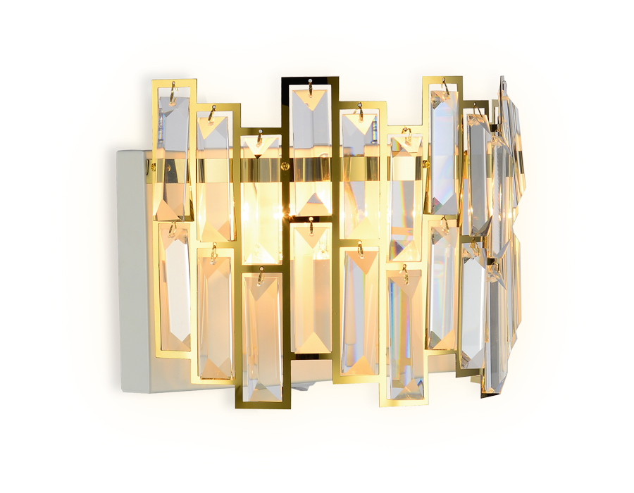 Светильник настенный Ambrella TR5055 GD/WH/CL золото/белый/прозрачный E14/2 max 40W с хрусталем