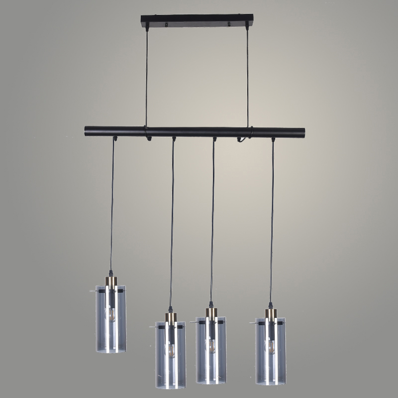 Подвес BK21107/4HTT BK+AB+SMOKE черный/дымчатый 4х40W E27 h1100, XLD22