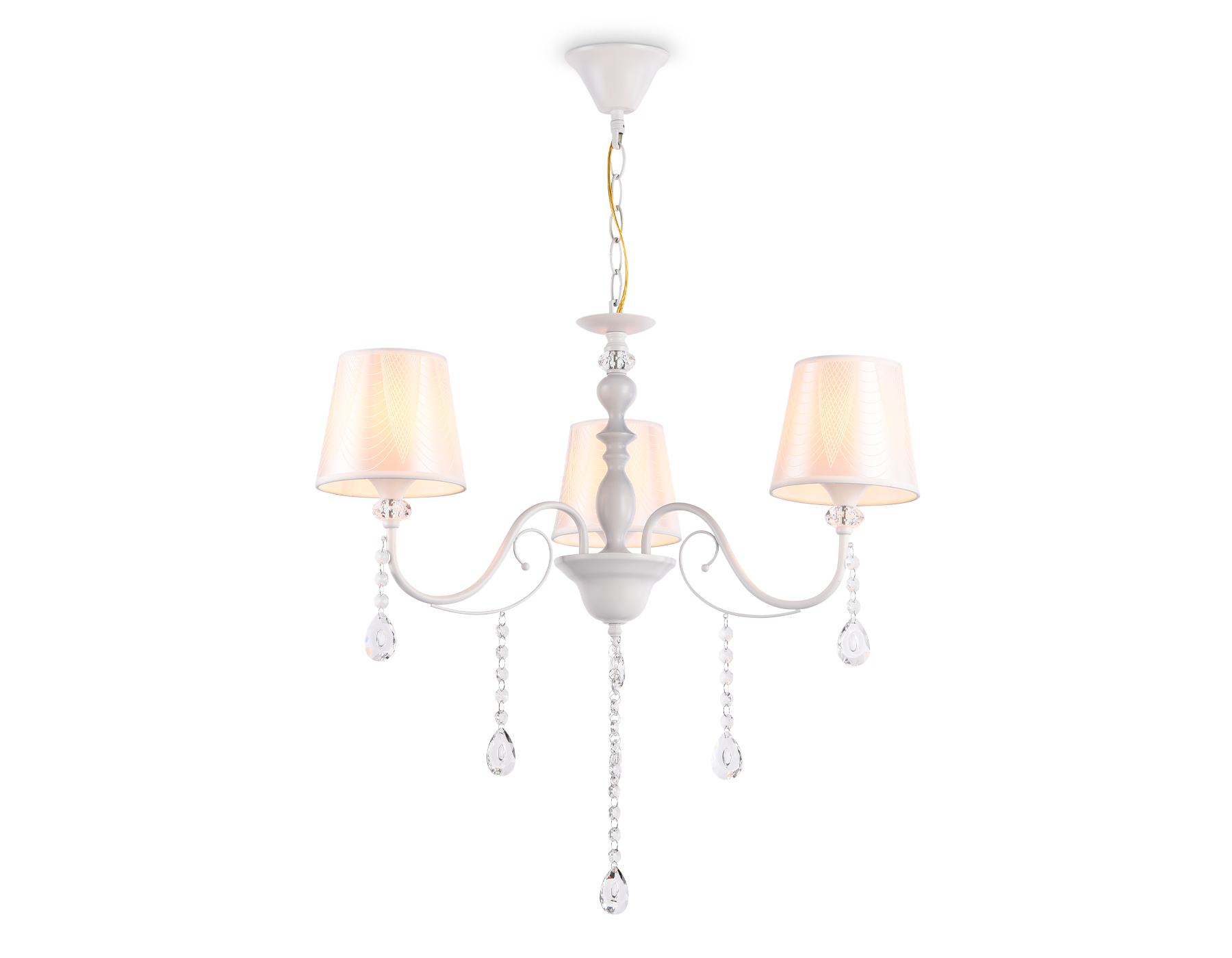 Подвесная люстра с абажуром и хрусталем Ambrella TR4601/3 WH белый E27/3 max 40W D620*865
