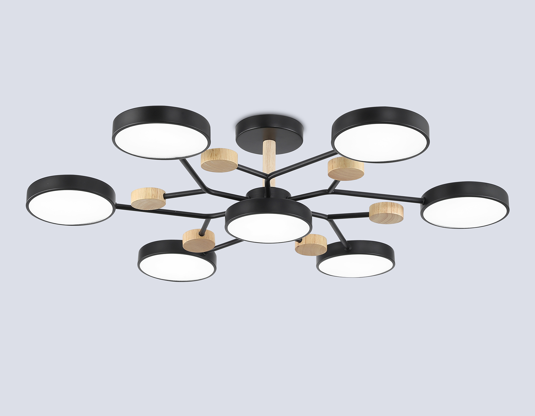 Светильник светодиодный AMBRELLA FL4866/7 BK/WD черный/дерево 126W 3000-6000K D830*190 (без ПДУ)