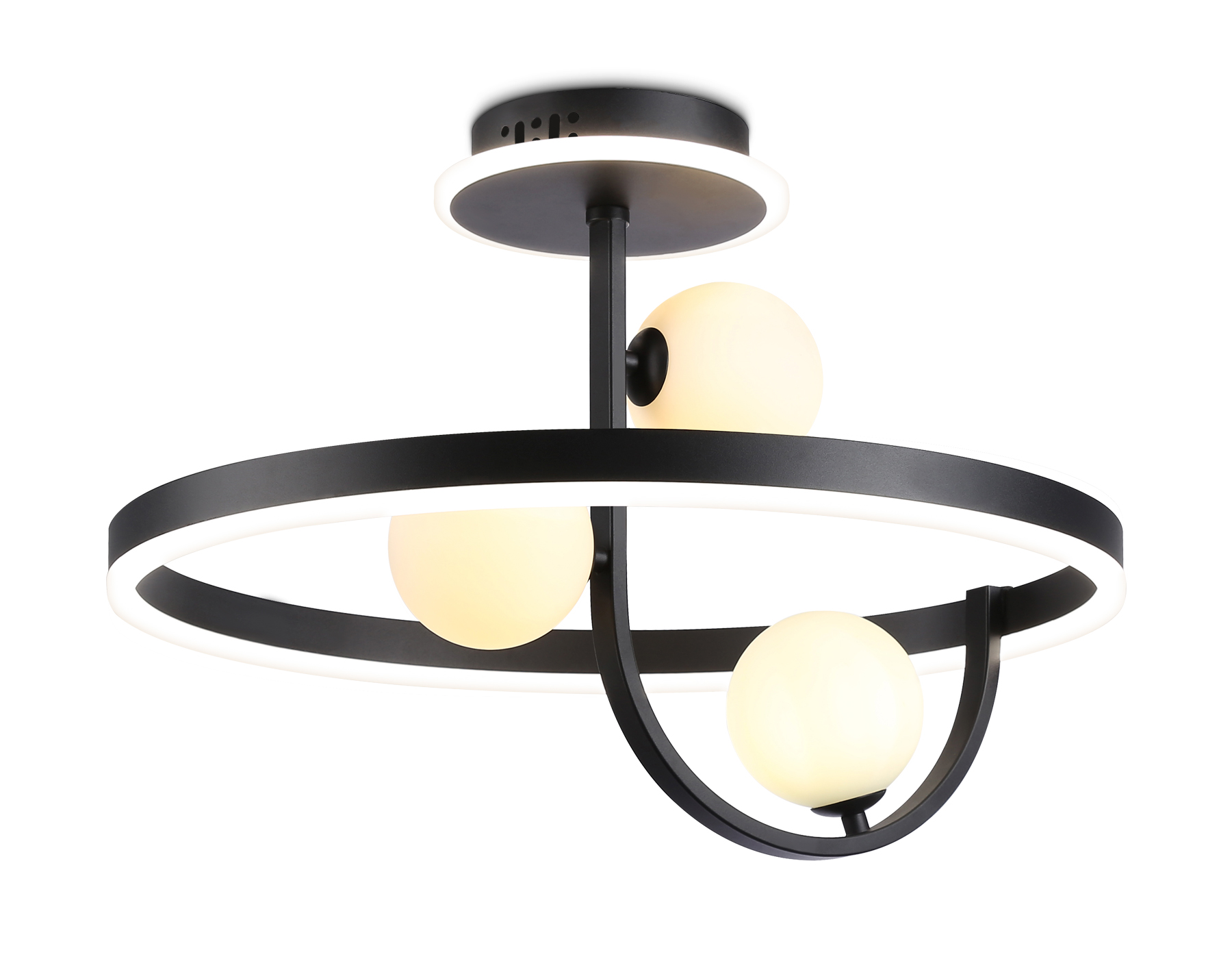 Светильник Ambrella FL66263/1+3 BK черный 56W 3000K-6400K+G9/3 D500*358 (ПДУ ИК)