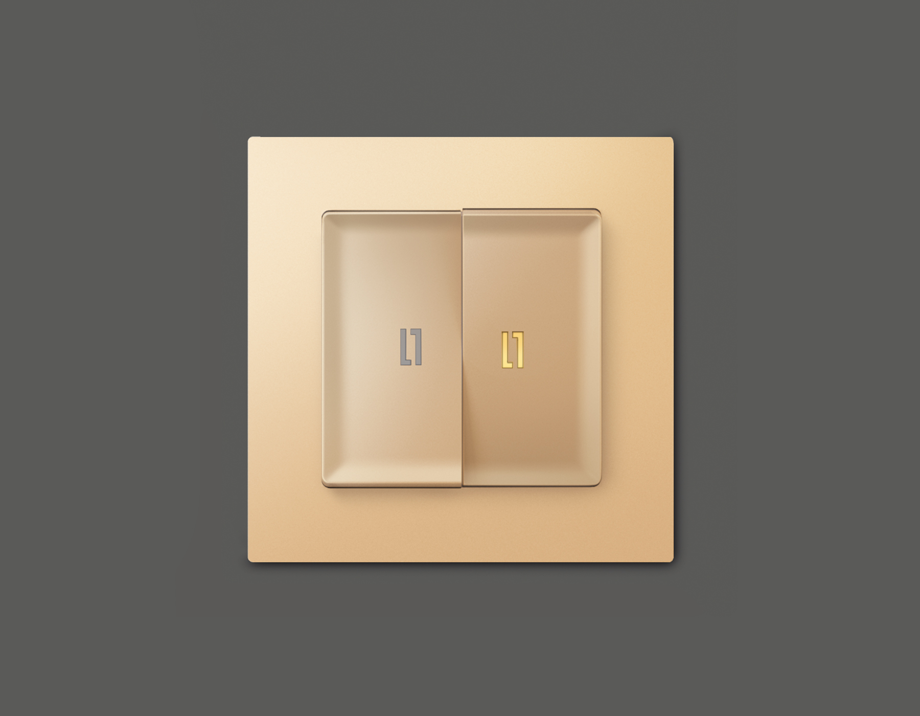 MA604010 Комплект механизма 2-кл выкл с подсветкой 3200K ALFA Шампань QUANT (AP6040, VM115, G11Y)