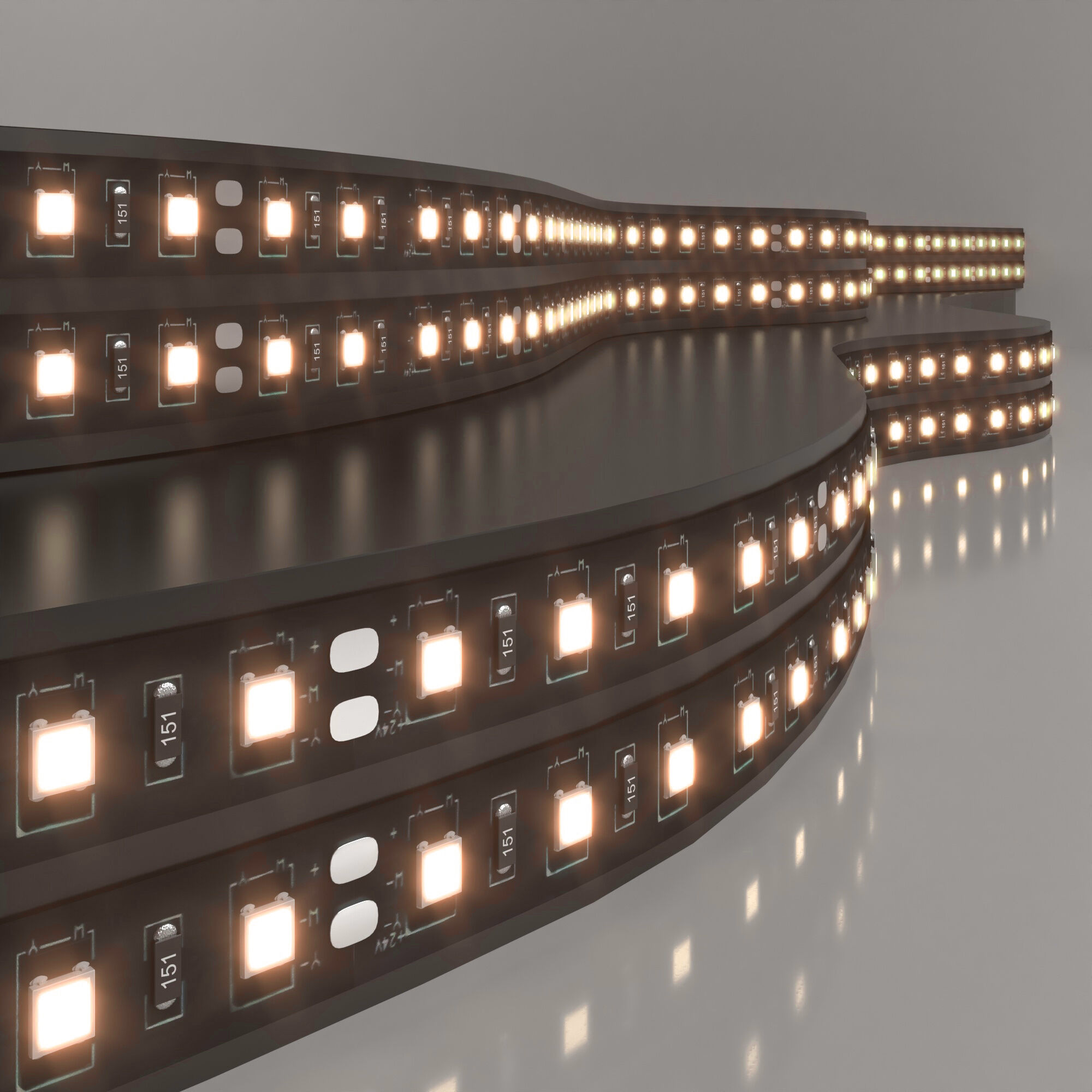 Лента светодиодная 120Led 9,6W IP20 3300K тёплый белый (2835 24V 120Led 9,6W IP20 Black) 2835 24V 12