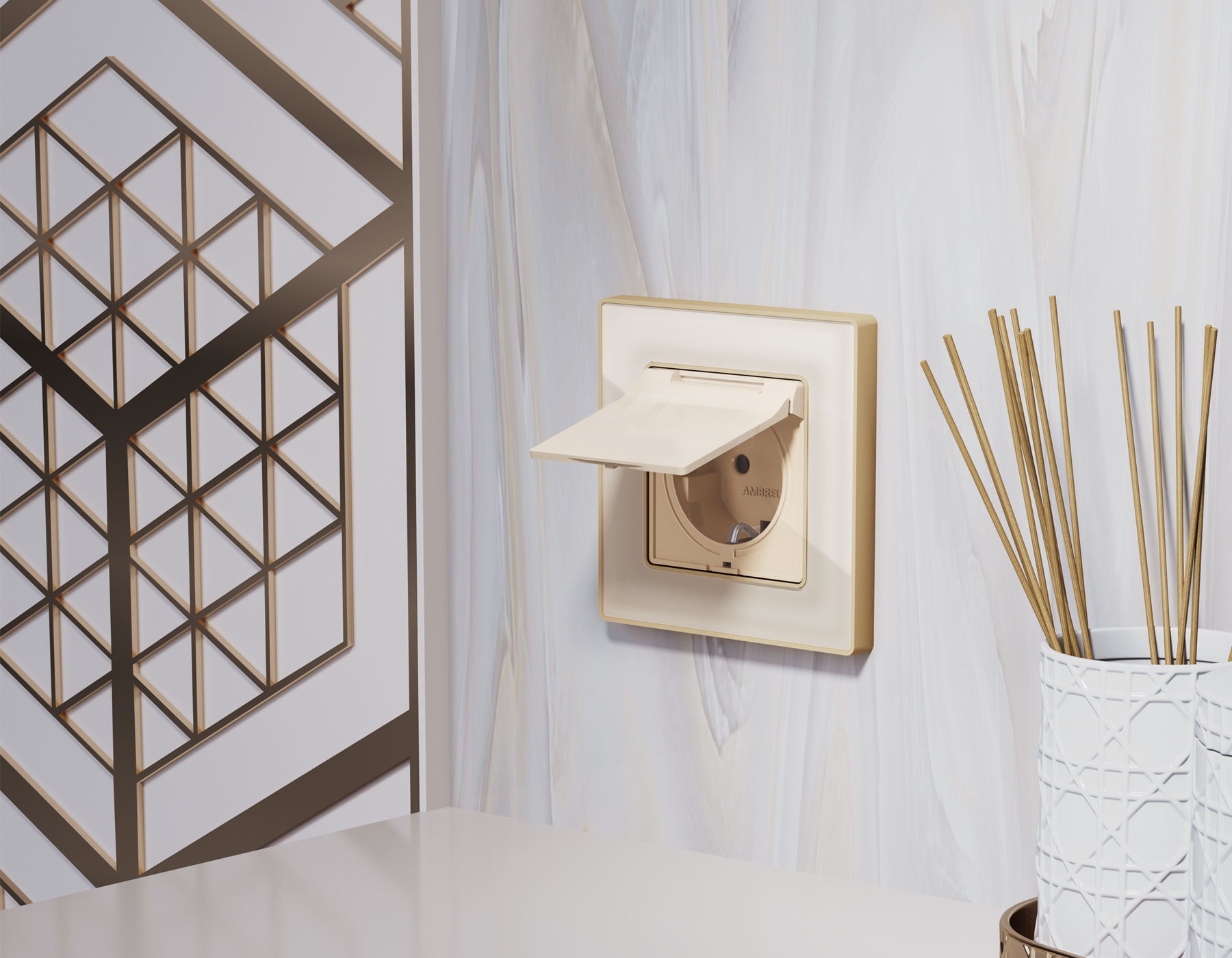 AF580344 Рамка ALFA Arctic (Бежевый Стекло органическое/Шампань) 4-ая