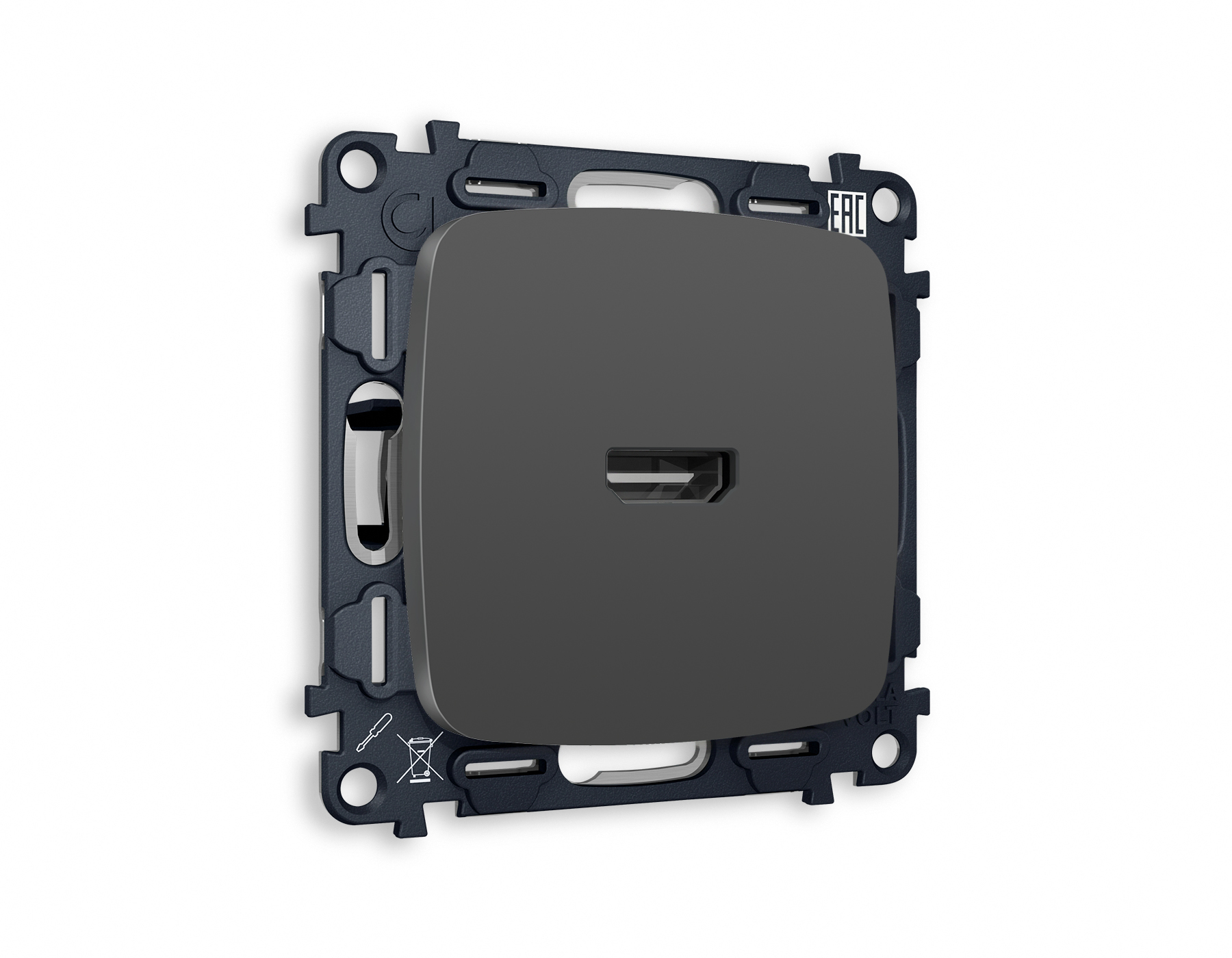 MO914010 Комплект механизма розетки HDMI2.0 OMEGA Графит мяг/кас40V/500mA 2.0GHz QUANT(OP9140,VM222)