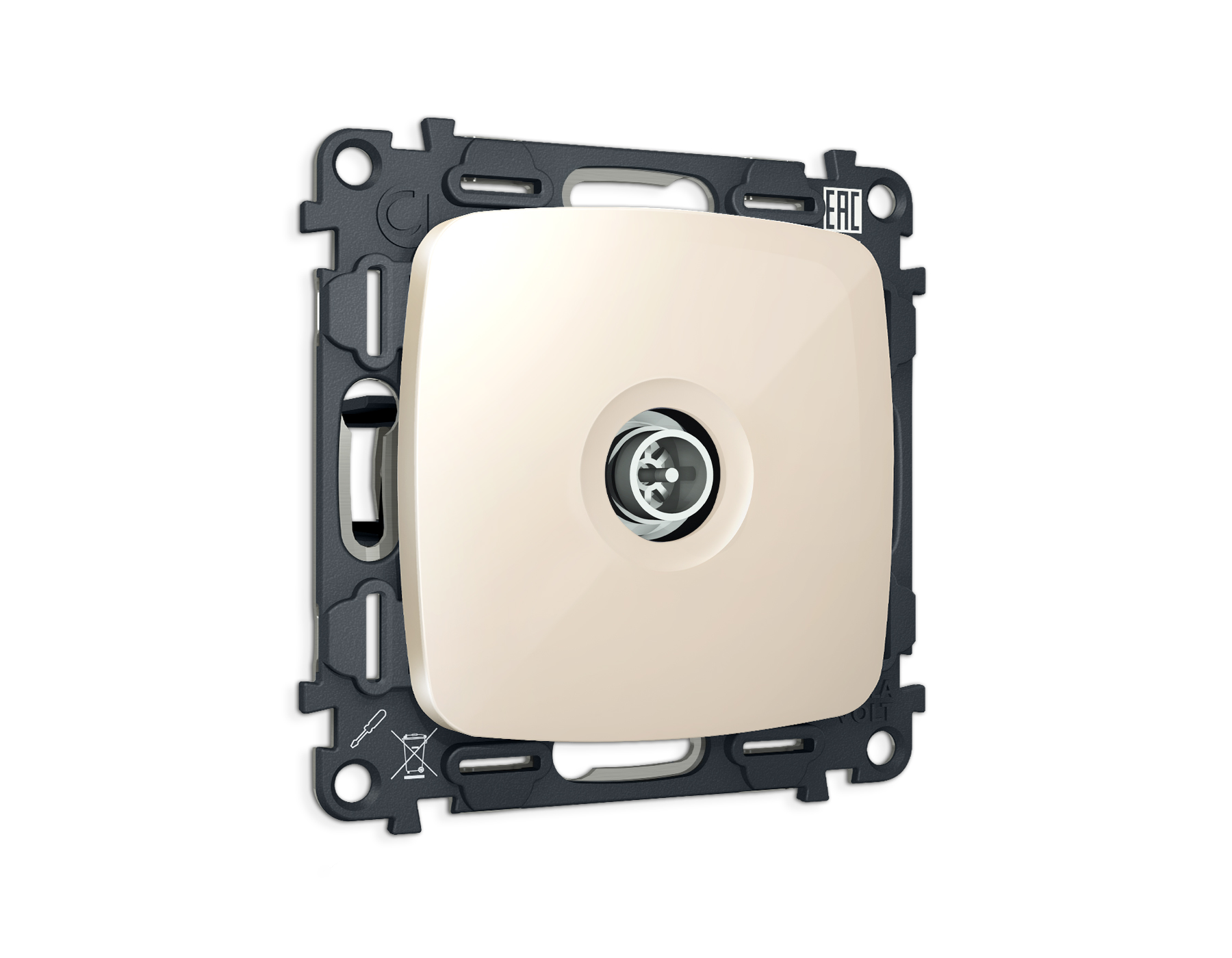 MO313005 Комплект механизма TV розетки оконечной экранированной 5-1000MHz 3dB OMEGA Бежевый глянец Q