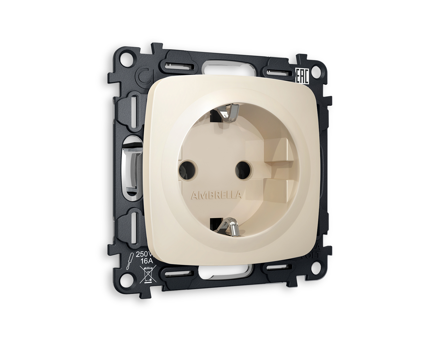 MO326010 Комплект механизма электр розетки OMEGA Бежевый матовый с/з винт/заж QUANT(OP3260,VM141)