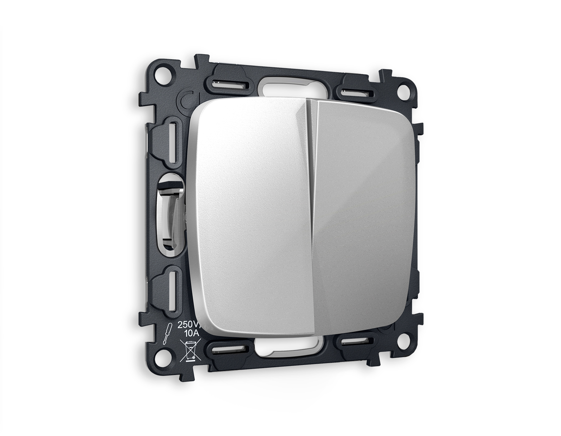 MO403010 Комплект механизма 2-кл выключателя OMEGA Серебро глянец QUANT (OP4030, VM115)