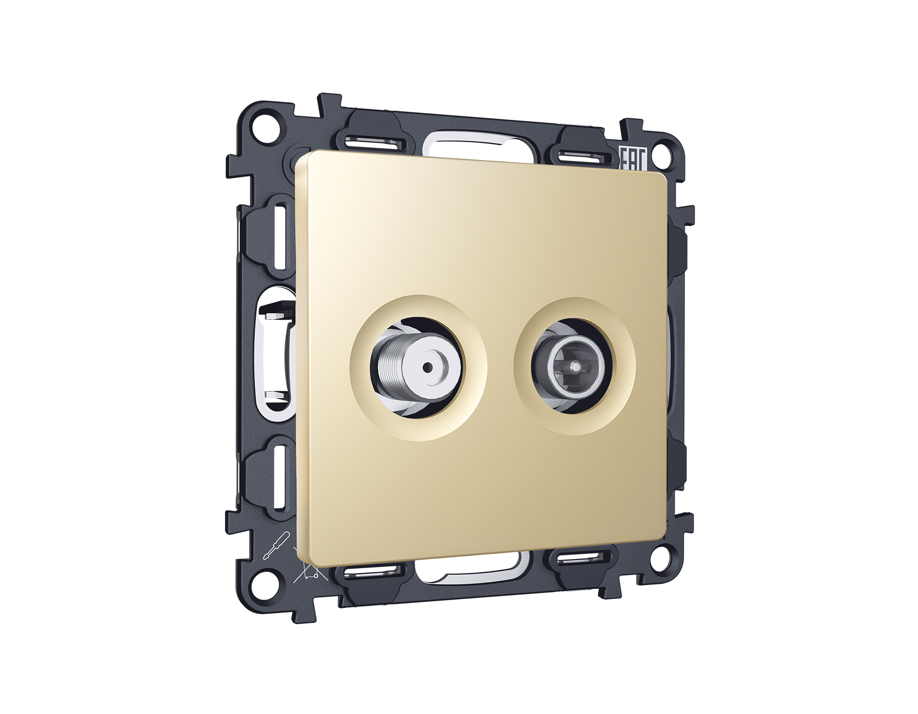 MA613310 Комплект механизма розетки TV оконечной + SAT 5-862MHz 3.5dB/950-2150MHz 3.5dB ALFA Шампань