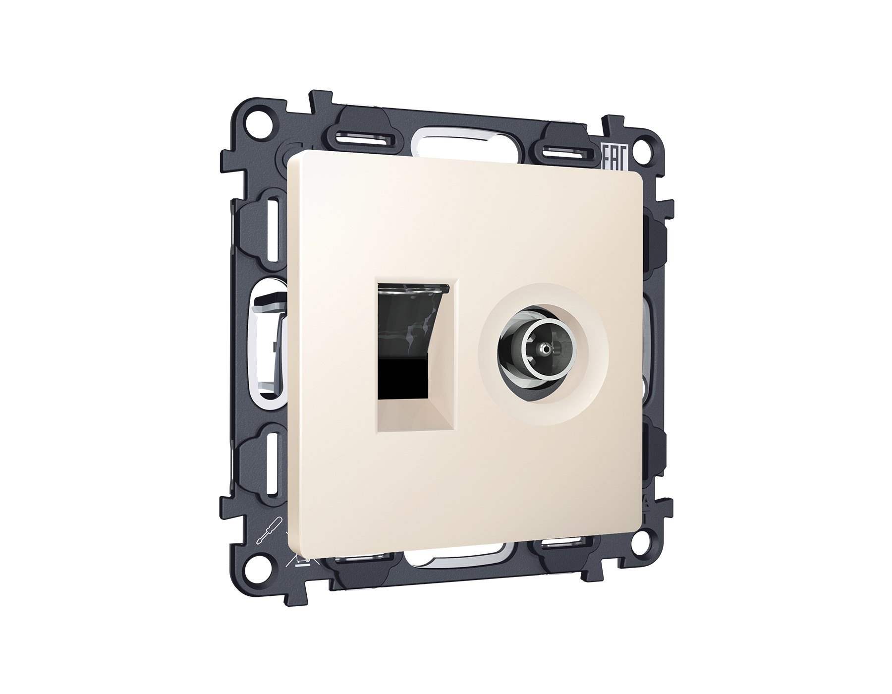 MA332510 Комплект механизма розетки компьютерной + TV оконечной RJ-45 с автоматической защитной штор