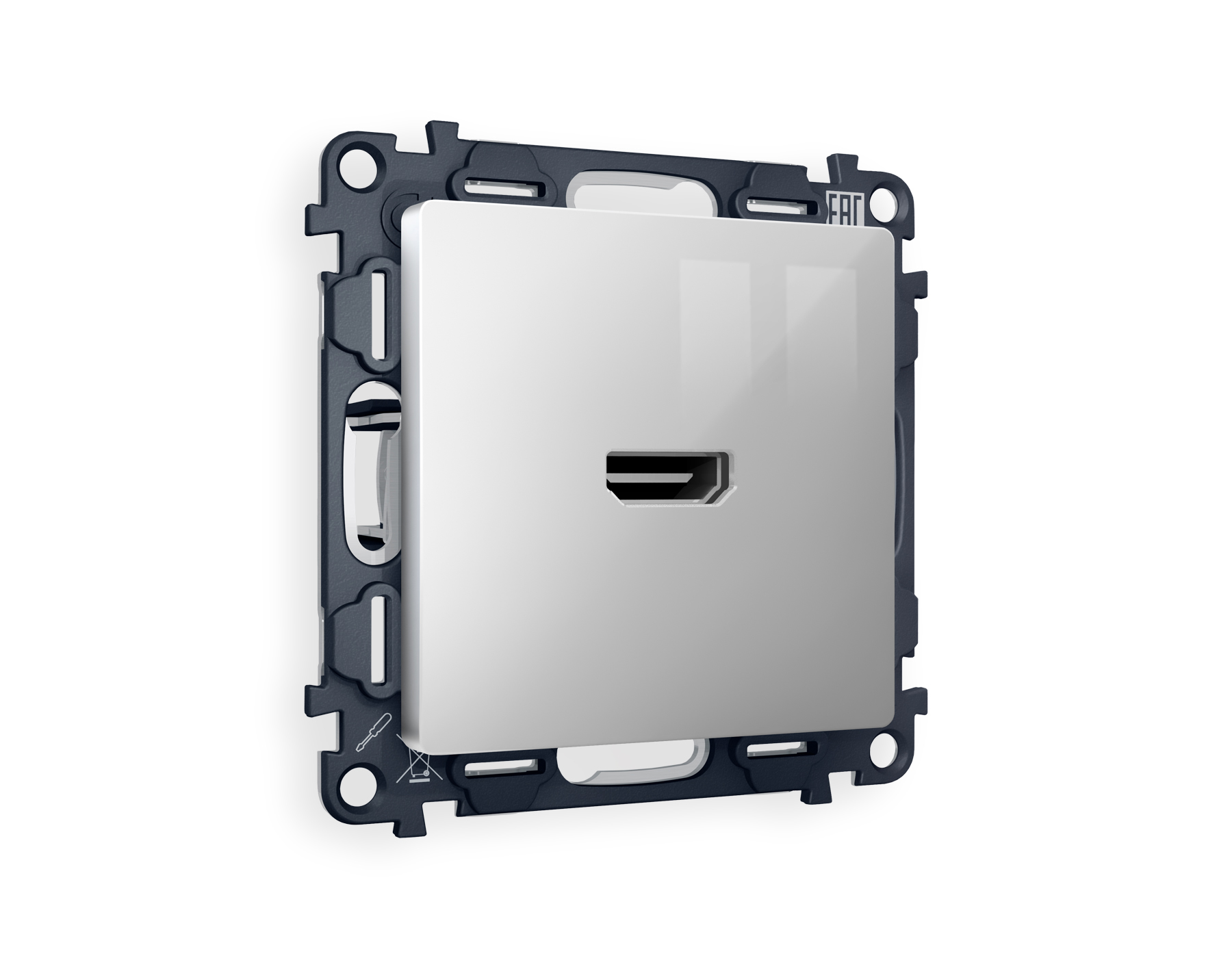 MA414010 Комплект механизма розетки HDMI 2.0 ALFA Серебр глянец 40V/500mA 2.0GHz QUANT(AP4140,VM222)