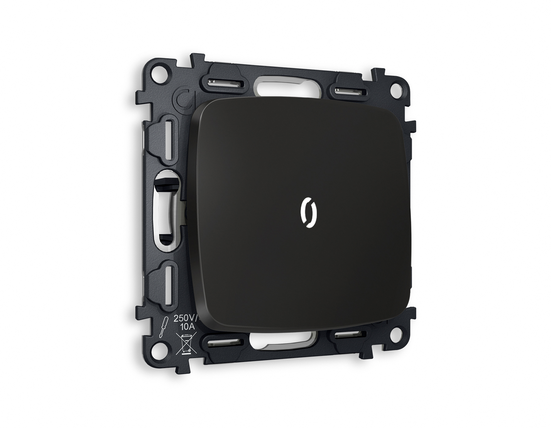 MO802035 Комплект механизма 1-кл прох.выкл подсв 5600K OMEGA Черный матовый QUANT(OP8020,VM105,G25W)