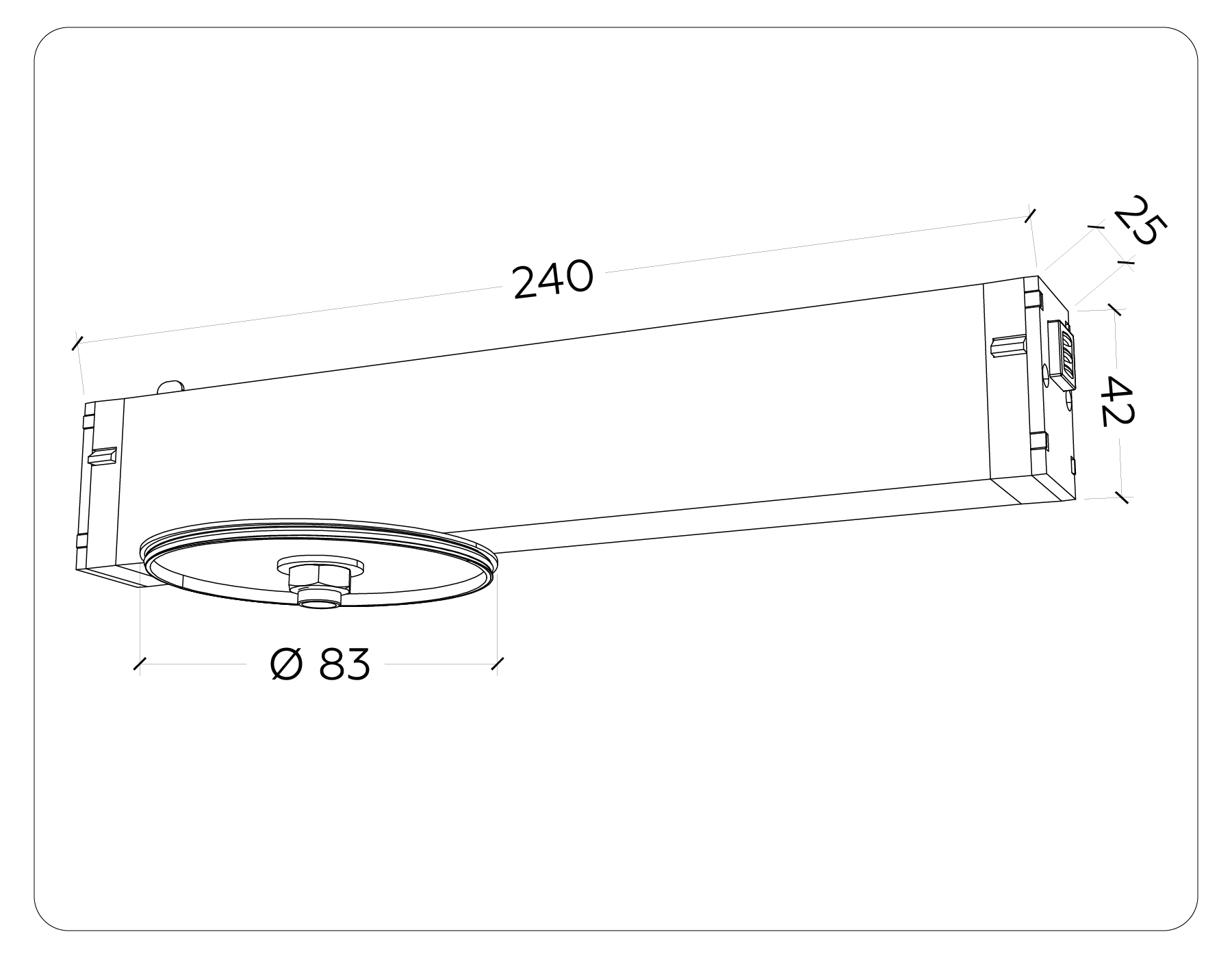 Крепеж трековый для корпуса DIY D85mm Magnetic 220V A2541 WH белый 232*83*55