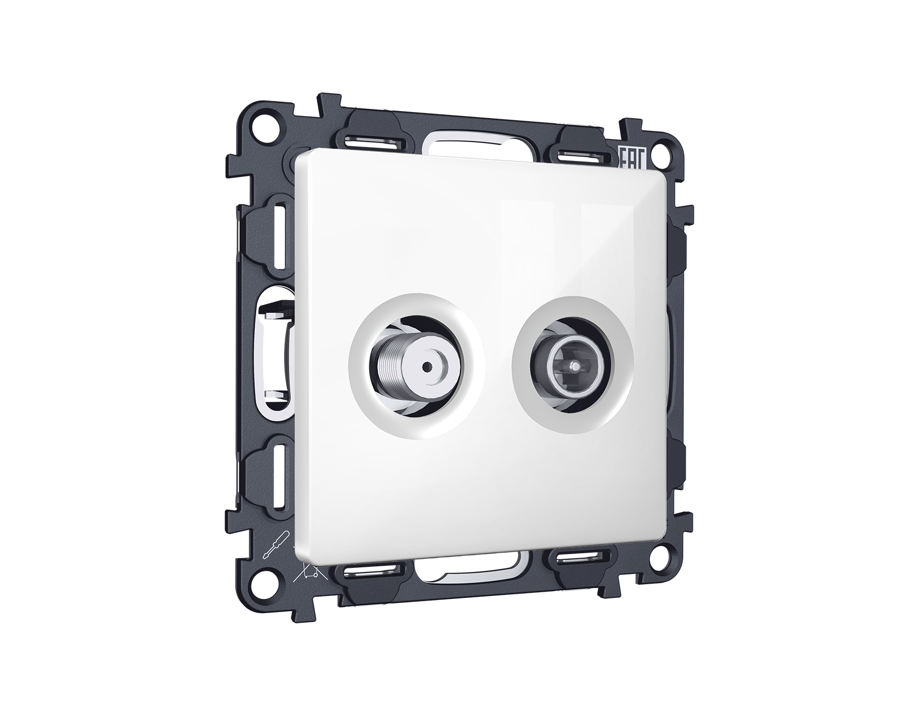 MA113310 Комплект механизма розетки TV оконечной + SAT 5-862MHz 3.5dB/950-2150MHz 3.5dB ALFA Белый г