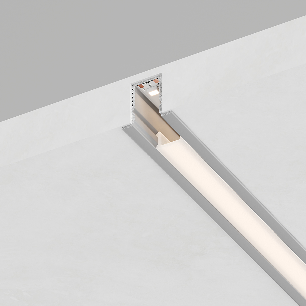 Профиль встраиваемый FERON CAB242 9х12мм, алюминиевый , серебро, 2м (в компл 2 загл.,4 крепежа)