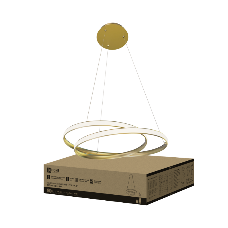 Светильник светодиодный ESTETIKA DALI-HL-90GL 90Вт 230В 3000-6500K 500х500x120мм 1.2м трос ДУ золото