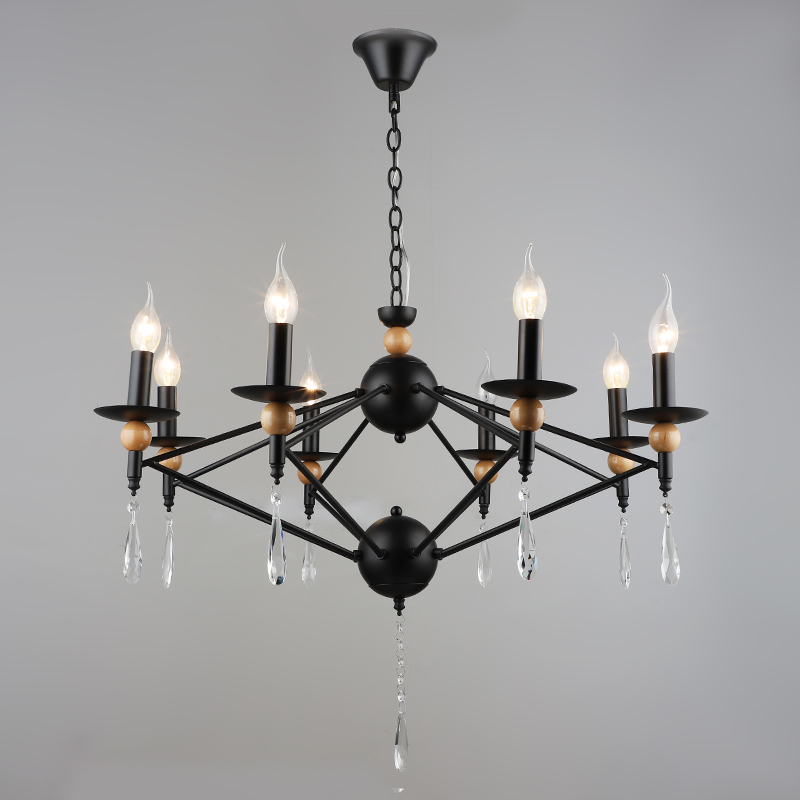 Люстра NH5258/8 BK черный 8х40W E14 d760 h575, QH22