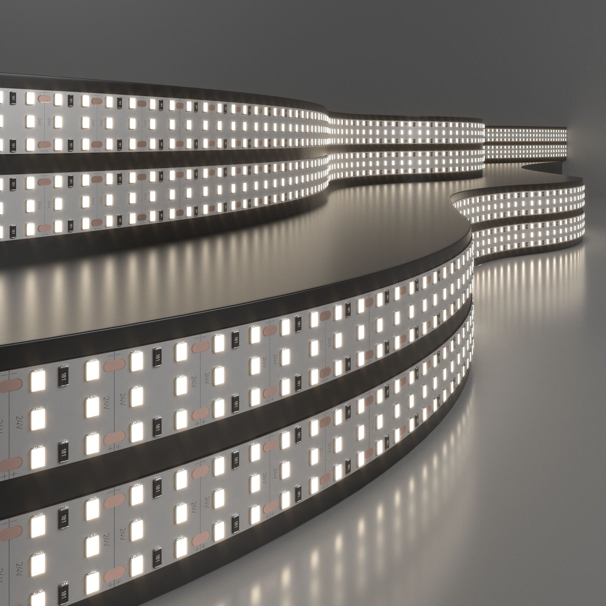 Лента светодиодная 360LED 26W IP20 трехрядная 4200К дневной белый 2835 24V 360Led 26W IP20 5м