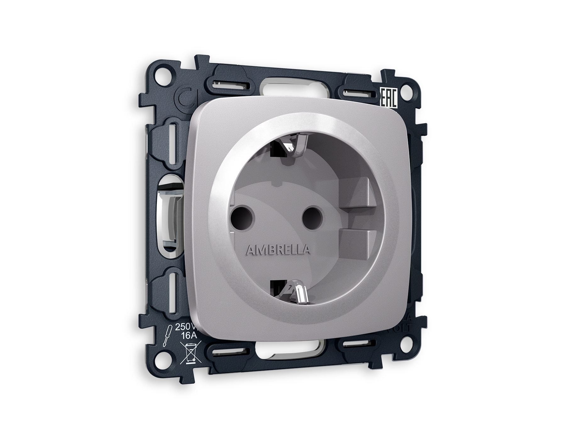 MO507010 Комплект механизма электр розетки OMEGA Сталь матовый с/з шторк QUANT (OP5070,VM141)