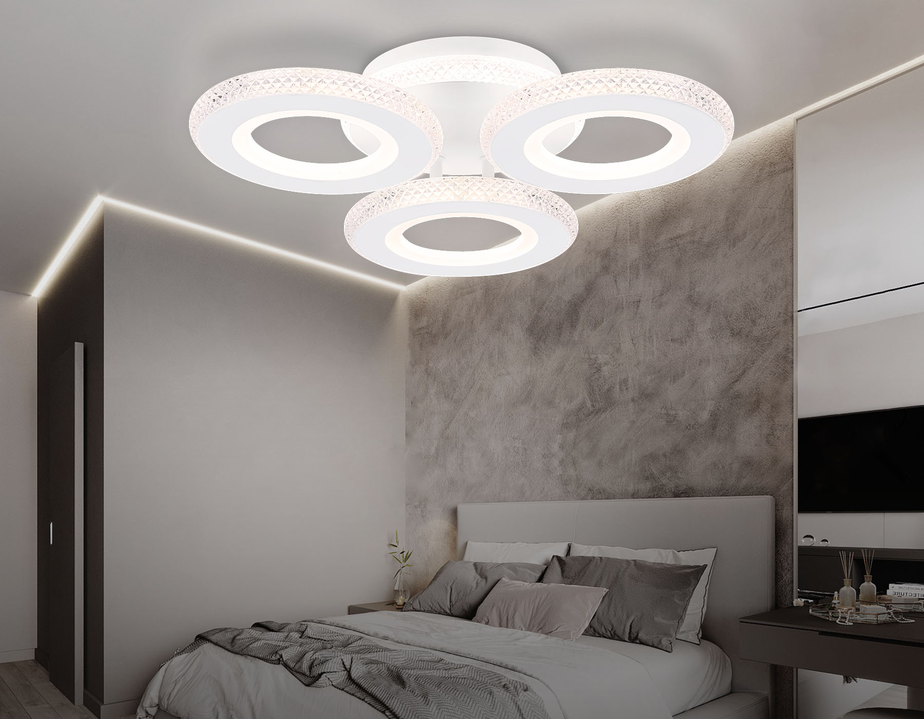 Светильник Ambrella FA8866/3 WH белый 3000K-6400K 38W 390*360*80 (ПДУ ИК)