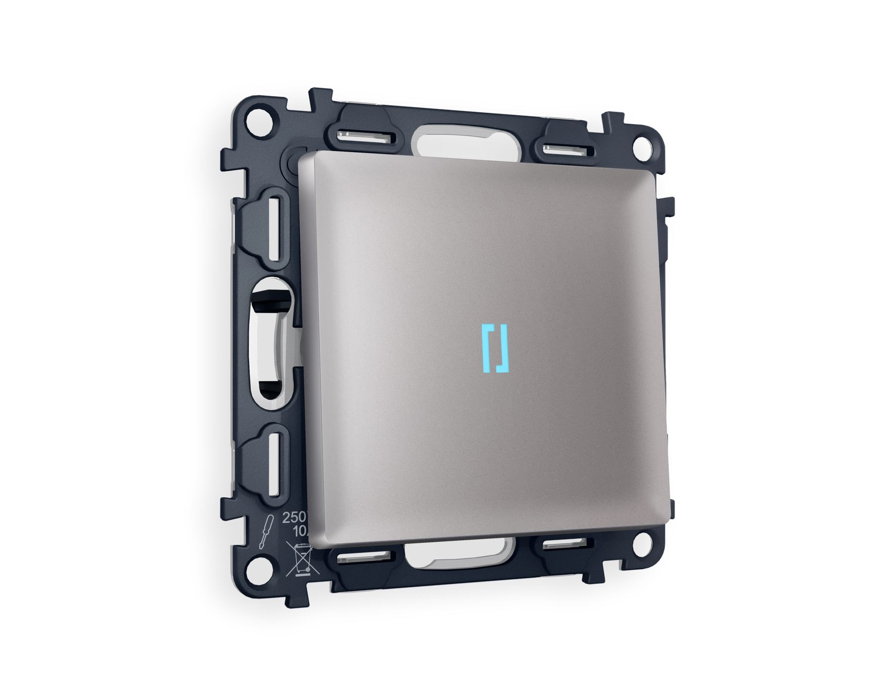 MA502040 Комплект механизма 1-кл прох.выкл с подсв 10000K ALFA Сталь матовы QUANT(AP5020,VM105,G29B)