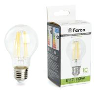 Лампа светодиодная FERON LB-620 (20W) 230V E27 4000K филамент A60 прозрачная