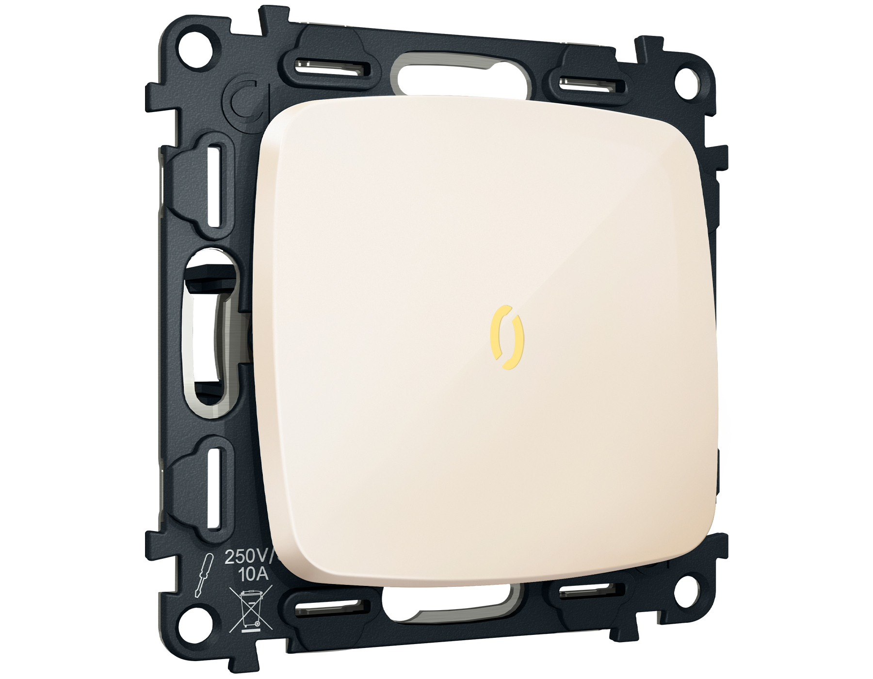 MO302030 Комплект механизма 1-кл прох.выкл с подсв 3200K OMEGA Бежев глянец QUANT(OP3020,VM105,G22Y)