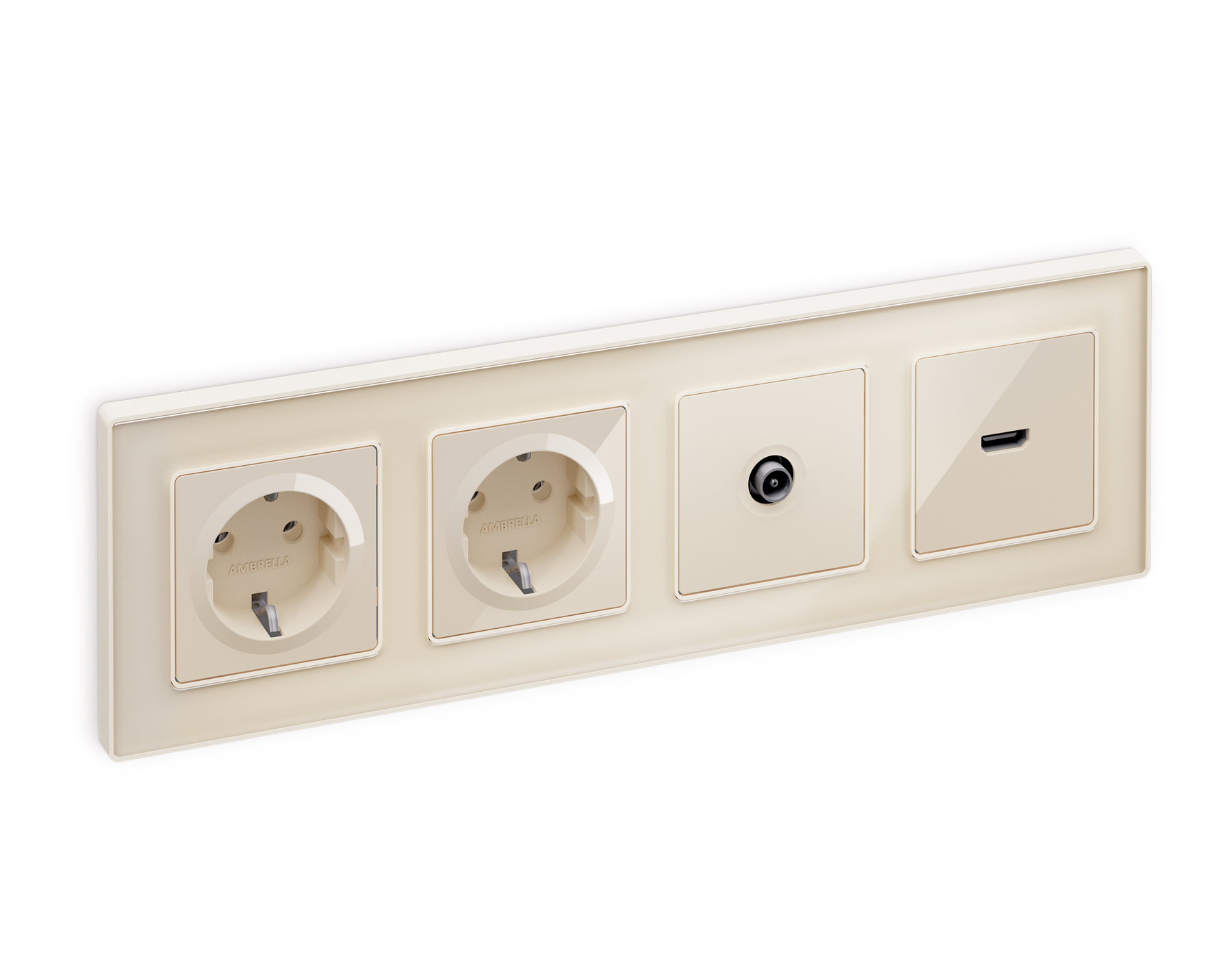 AP3060 Лицевая панель ALFA (Бежевый глянец) для электрической розетки с/з QUANT