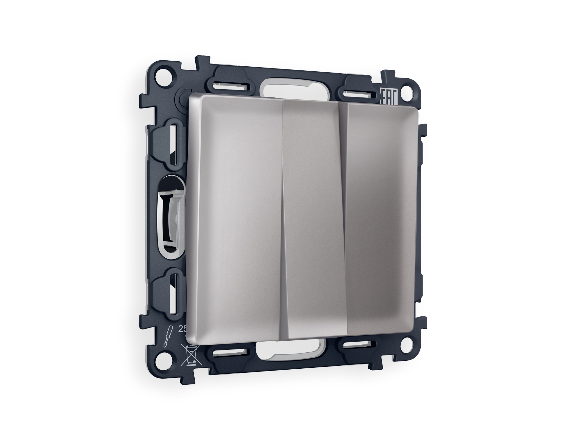 MA505010 Комплект механизма 3-кл выключателя ALFA Сталь матовый QUANT (AP5050, VM133)