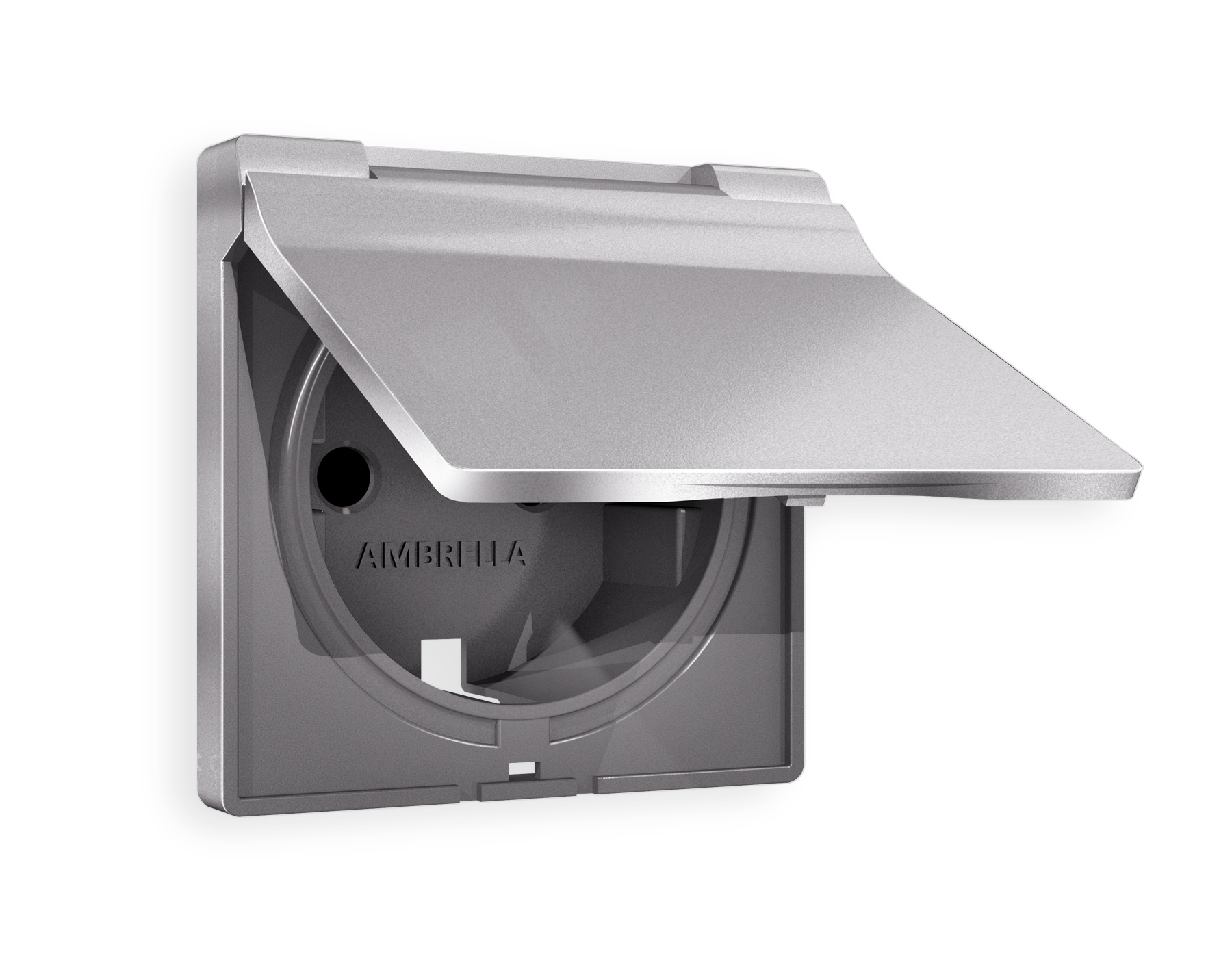 AP5080 Лицевая панель ALFA (Сталь матовый) для электрической розетки с/з со шторками и крышкой IP44 