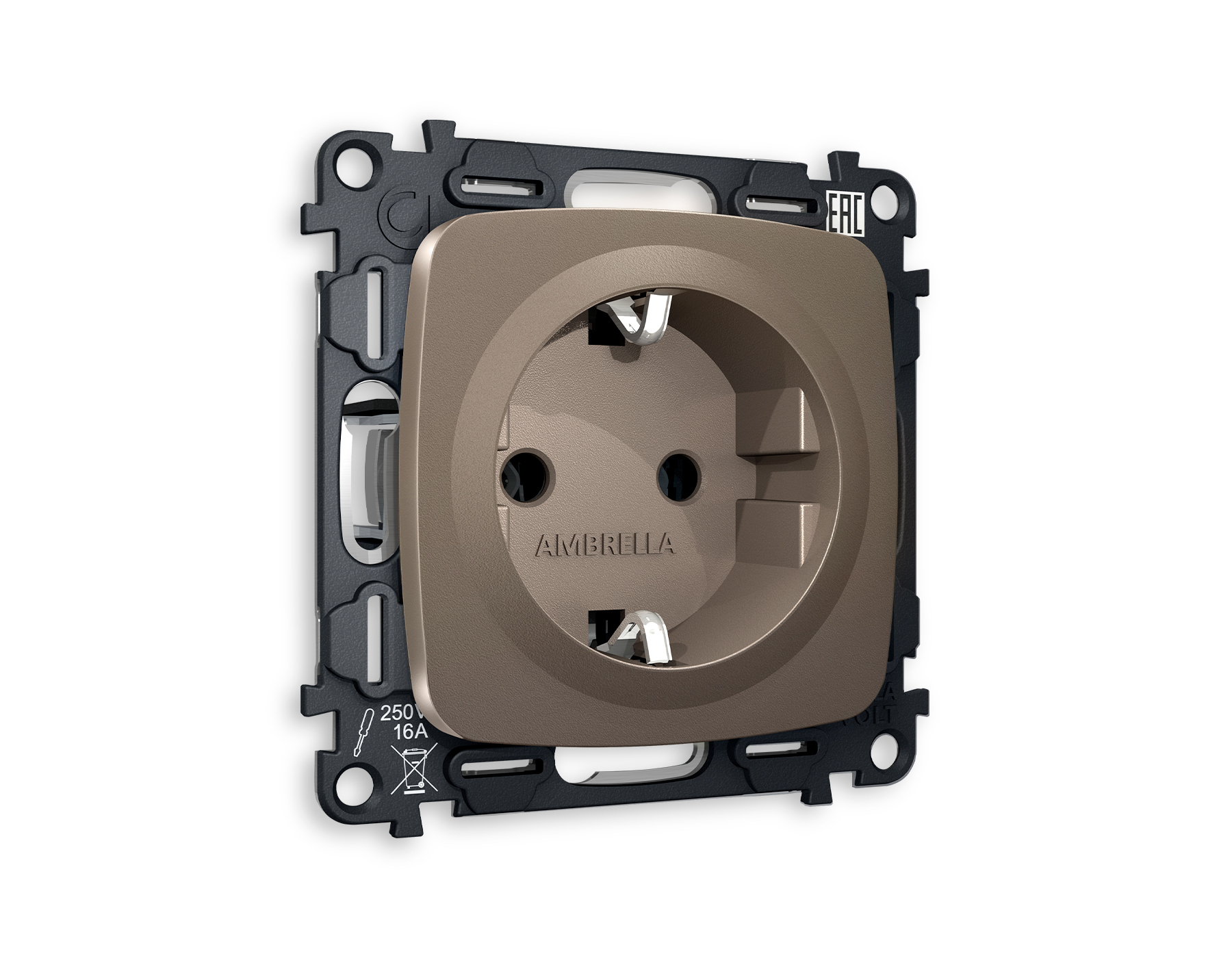 MO636010 Комплект механизма электр розетки OMEGA Темн/бронза матов с/з винт/заж QUANT(OP6360,VM141)