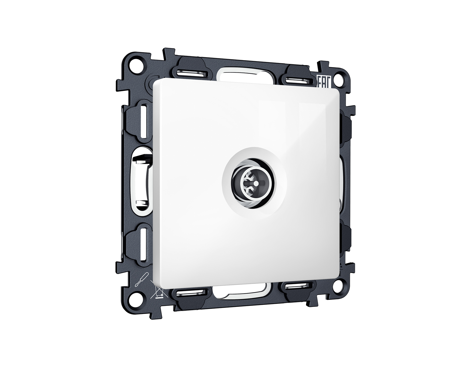 MA113005 Комплект механизма TV розетки оконечной экранированной 5-1000MHz 3dB ALFA Белый глянец QUAN