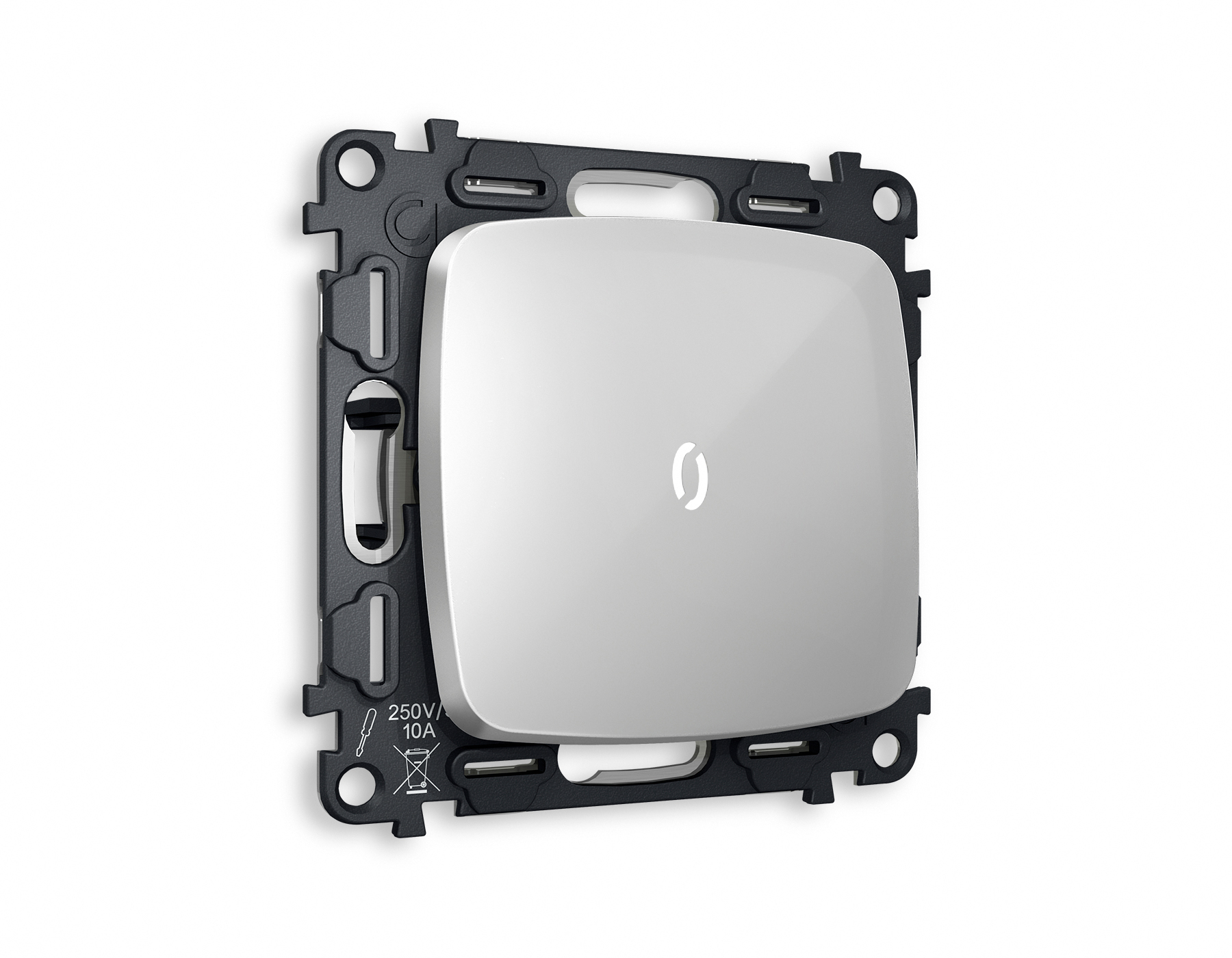 MO402015 Комплект механизма 1-кл выкл с подсв 5600K OMEGA Серебро глянец QUANT(OP4020,VM101,G14W)