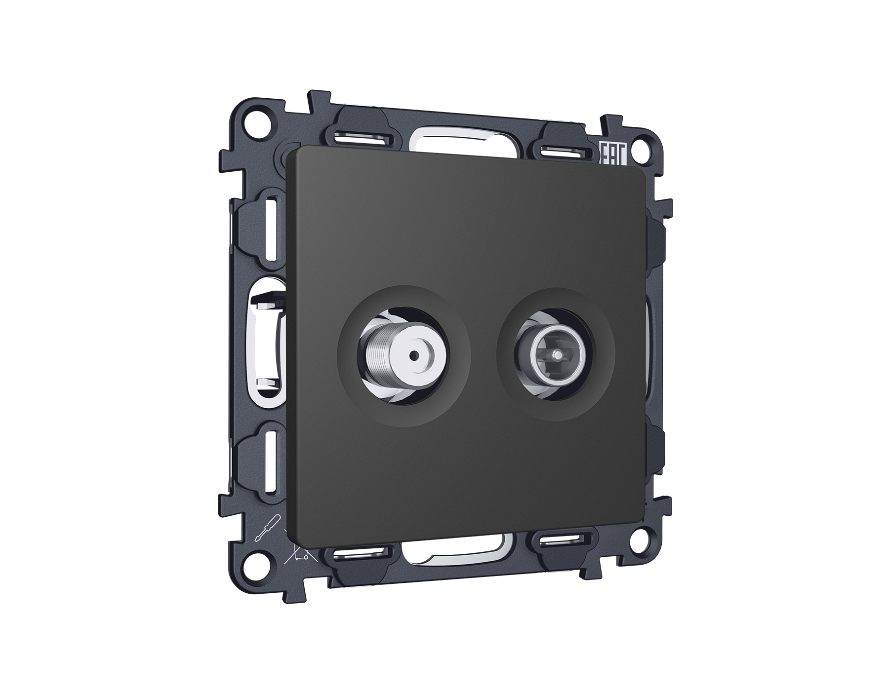 MA913310 Комплект механизма розетки TV оконечной + SAT 5-862MHz 3.5dB/950-2150MHz 3.5dB ALFA Графит 