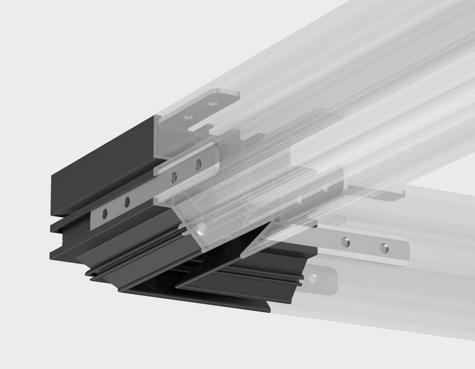 Коннектор угловой 90° для шинопровода в натяжной потолок Magnetic standard 48V GL1981 BK 100*100