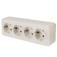 Розетка 4-местная с/з, серия София, 250В, 16А, IP20, MST16-14-04, слоновая кость (3/60)