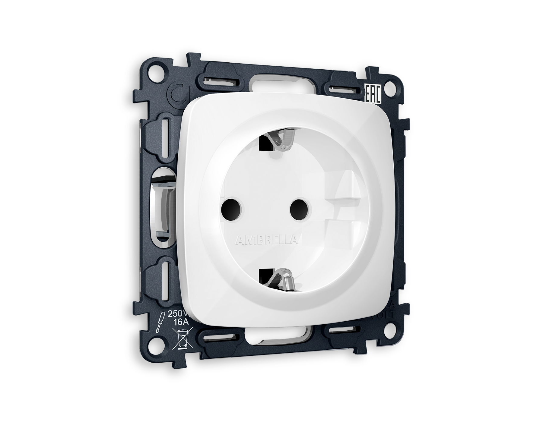 MO107010 Комплект механизма электр розетки OMEGA Белый глянец с/з шторк QUANT (OP1070,VM141) 