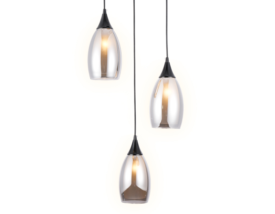 Светильник подвесной Ambrella TR3550/3 BK/SM черный/дымчатый E14 max 40W 370*130*1000
